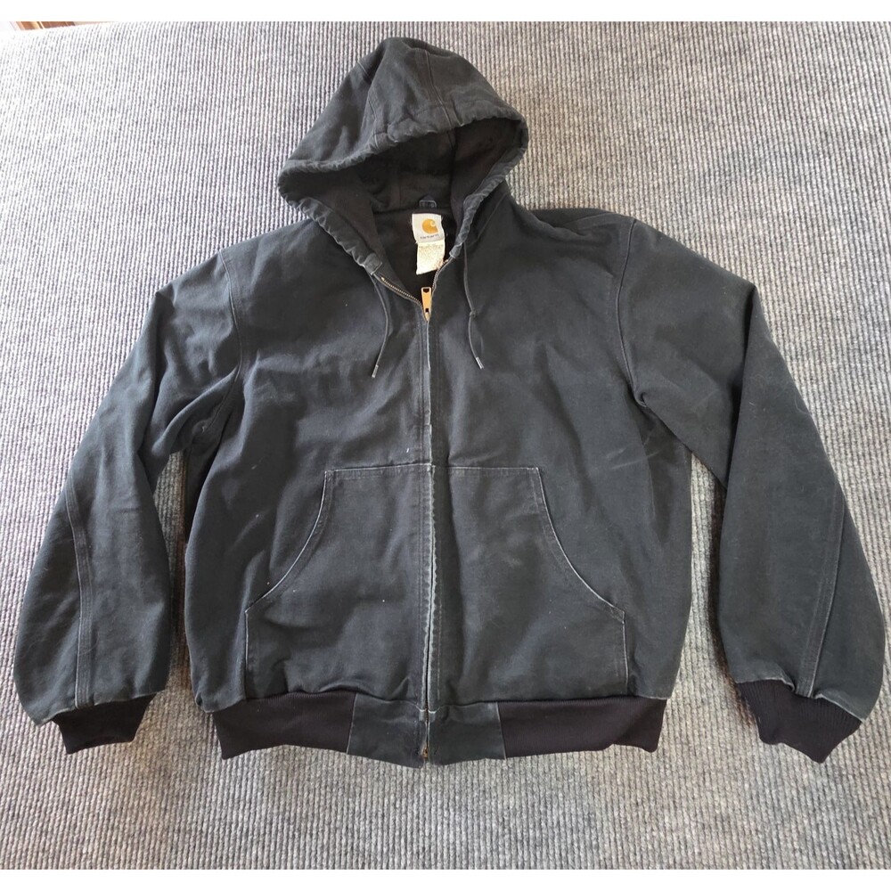 Carhartt J131 BLK Vintage Hooded Work Jacket Black Made in USA